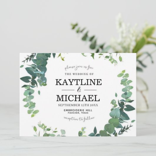 Eucalyptus Herbal Wedding  beautifully painted 招待状 (スタンド正面)