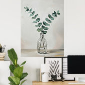 Eucalyptus in Glass Vase a Minimal Botanical Wall  ポスター (ホームオフィス)