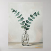 Eucalyptus in Glass Vase a Minimal Botanical Wall  ポスター (正面)