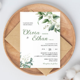 Eucalyptus Jasmine Botanical Wedding Invitation 招待状