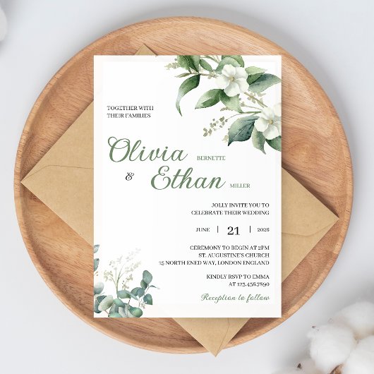 Eucalyptus Jasmine Botanical Wedding Invitation 招待状