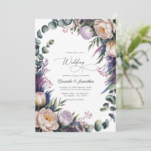 Eucalyptus, Lavender & Champagne Blush Wedding 招待状 (スタンド正面)