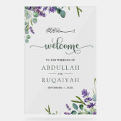 Eucalyptus Lavender Muslim Wedding Welcome アクリルサイン (正面)