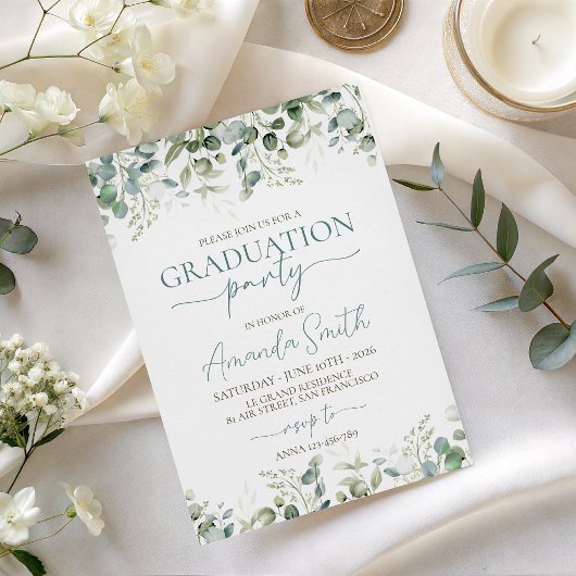 Eucalyptus Leaf Border Graduation Invite 招待状