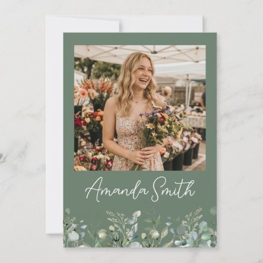 Eucalyptus Leaf Border Graduation Invite 招待状 (裏面)