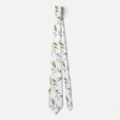 Eucalyptus Leaf Greenery Elegance White Wedding ネクタイ (正面)