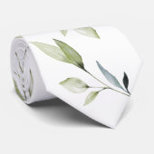 Eucalyptus Leaf Greenery Elegance White Wedding ネクタイ (ロール)