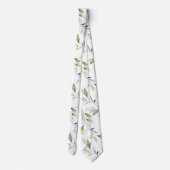 Eucalyptus Leaf Greenery Elegance White Wedding ネクタイ (裏面)