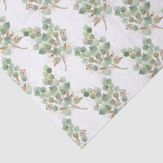 Eucalyptus Leaves and Branches Watercolor Pattern  薄葉紙 (詳細)