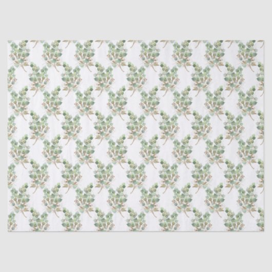 Eucalyptus Leaves and Branches Watercolor Pattern  薄葉紙 (正面)