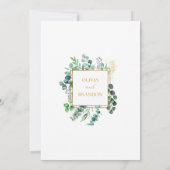 Eucalyptus Leaves & Gold Frame Watercolor Wedding 招待状 (裏面)