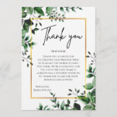 Eucalyptus Leaves Gold Frame Wedding Thank You サンキューカード (正面)