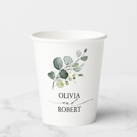 Eucalyptus Leaves Greenery Elegant Minimalist 紙コップ (裏面)