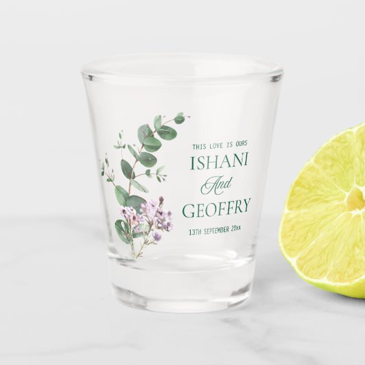 Eucalyptus Leaves Greenery Wedding  ショットグラス (正面)