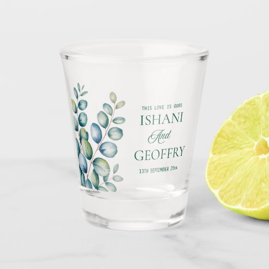 Eucalyptus Leaves Greenery Wedding  ショットグラス (正面)