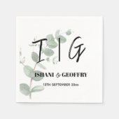 Eucalyptus Leaves Greenery Wedding スタンダードカクテルナプキン (正面)