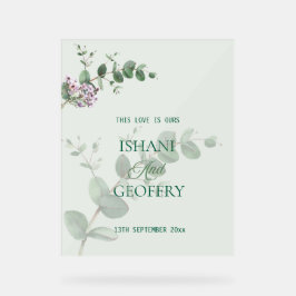Eucalyptus Leaves Greenery Wedding Welcome Sign アクリルサイン