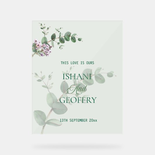 Eucalyptus Leaves Greenery Wedding Welcome Sign アクリルサイン (正面)