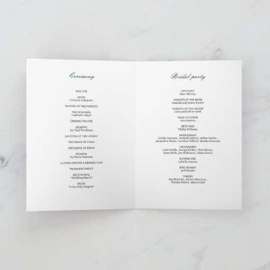 Eucalyptus leaves modern wedding programme プログラム (内部)