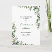 Eucalyptus leaves modern wedding programme  プログラム (正面)
