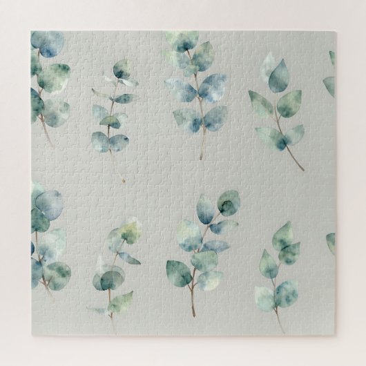 Eucalyptus Leaves Watercolor Pattern ジグソーパズル (縦)