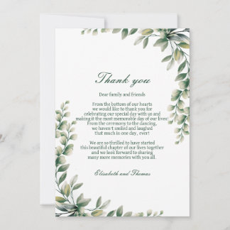 Eucalyptus leaves wedding thank you card サンキューカード
