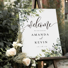 Eucalyptus Leaves Welcome Wedding Sign ポスター
