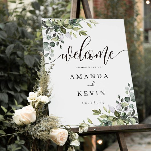 Eucalyptus Leaves Welcome Wedding Sign ポスター