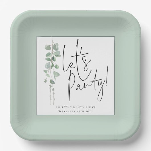 Eucalyptus Letsパーティースクリプト名21番目のパーティー ペーパープレート (正面)
