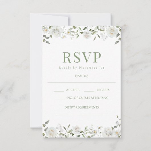 Eucalyptus Lush Greenery Floral Wedding RSVP cards (正面)