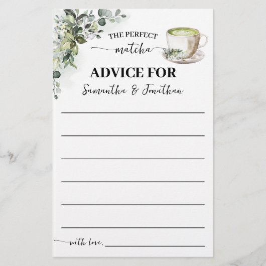Eucalyptus Matcha Advice for Couple Shower Card チラシ (正面)