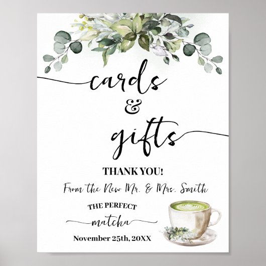Eucalyptus Matcha Cards & Gifts Bridal Shower ポスター (正面)