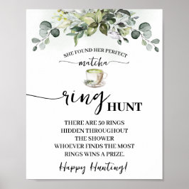 Eucalyptus Matcha Ring Hunt Bridal Shower Game ポスター