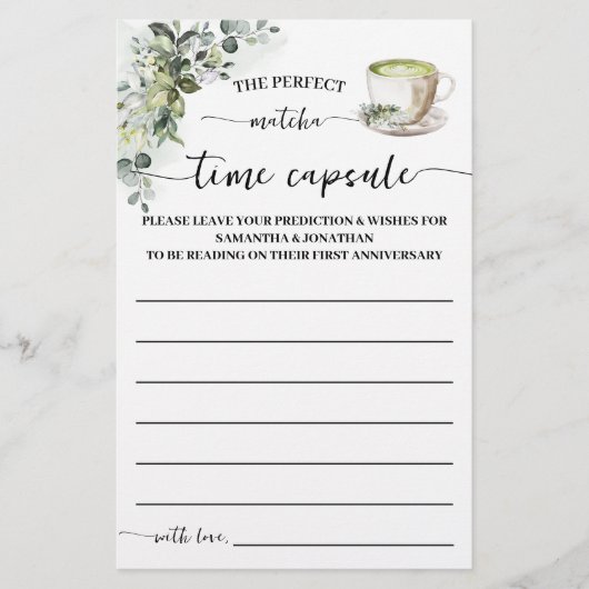 Eucalyptus Matcha Time Capsule Advice Game Card チラシ (正面)