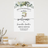 Eucalyptus Matcha Welcome Tea Bridal Shower Sign ポスター (キッチン)