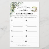 Eucalyptus Matcha Where was Bride Shower Game Card チラシ (正面)