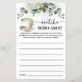 Eucalyptus Matcha Who am I Bridal Shower Game Card チラシ (正面)