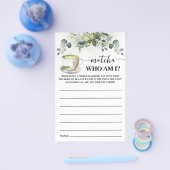 Eucalyptus Matcha Who am I Bridal Shower Game Card チラシ (シングル)