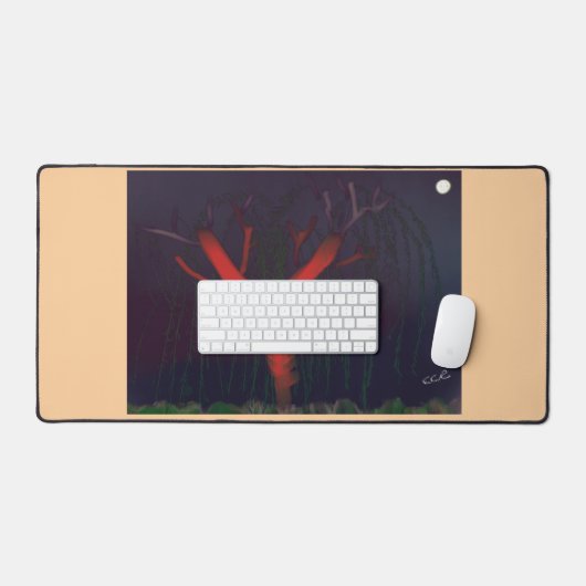 Eucalyptus Midnight Desk Mat. Impressionist art. デスクマット (キーボード&マウス)