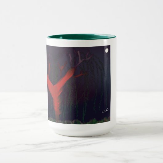 Eucalyptus Midnight Mug. Impressionist art. マグカップ (中央)