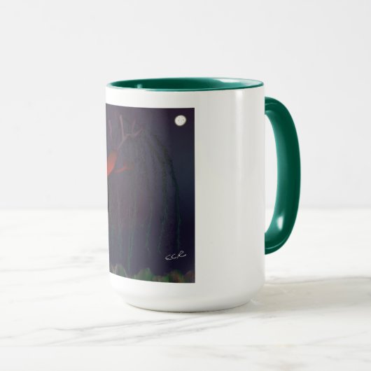 Eucalyptus Midnight Mug. Impressionist art. マグカップ (正面右)