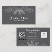 Eucalyptus Minimalist Gray Line Art QR Code 名刺 (正面/裏面)