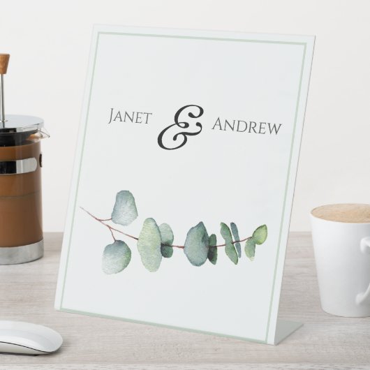 Eucalyptus Minimalist Wedding Stand-Up Sign 台座サイン (インサイチュ)