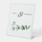 Eucalyptus Minimalist Wedding Stand-Up Sign 台座サイン (正面)