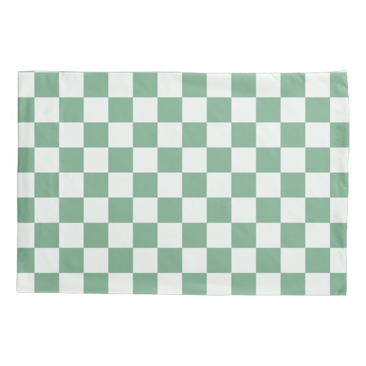 Eucalyptus mist checkerboard pattern 枕カバー (裏面-左)