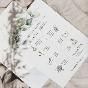 Eucalyptus Modern Icon Wedding Itinerary Program 便箋