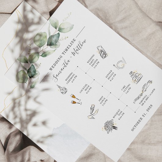 Eucalyptus Modern Icon Wedding Itinerary Program 便箋