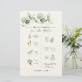 Eucalyptus Modern Icon Wedding Itinerary Program 便箋 (スタンド正面)
