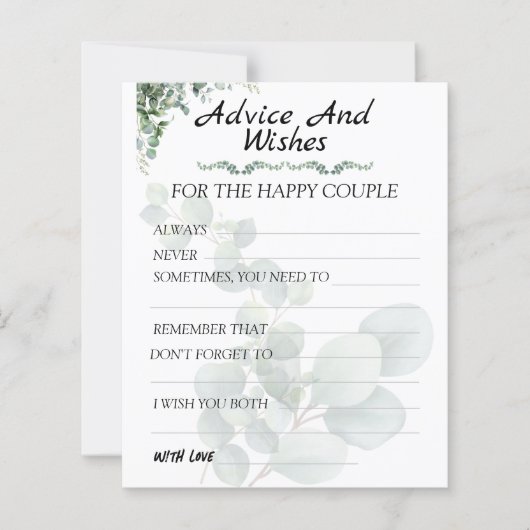 Eucalyptus Modern  Wedding Advice and Wishes (正面)