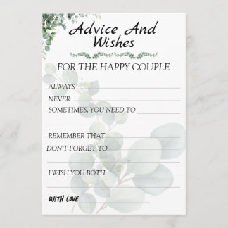 Eucalyptus Modern  Wedding Advice and Wishes アドバイスカード